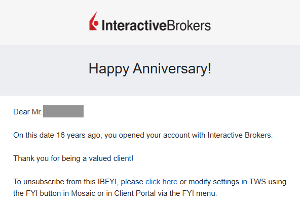 Email od Interactive Brokers